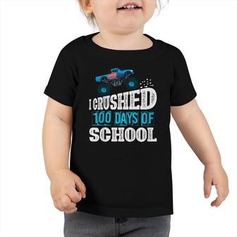 Kids I Crushed 100 Days Of School 100Th Kindergarten Pre-K Boys Toddler Tshirt - Seseable
