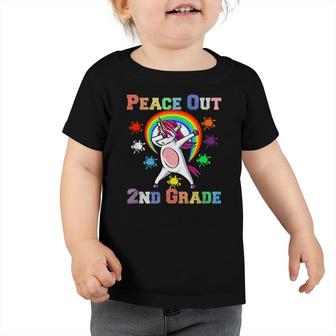 Peace Out 2Nd Grade Unicorn Dabbing Last Day Of School Toddler Tshirt - Seseable