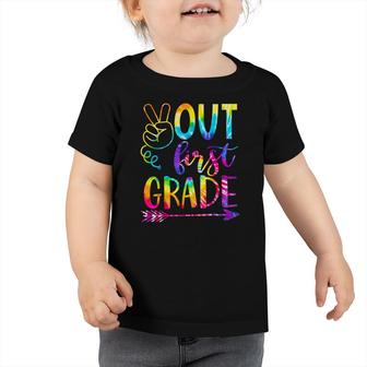 Peace Out First 1St Grade Happy Last Day Of School Tie Dye Toddler Tshirt - Seseable