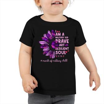 Purple Up For Military Kids Sunflower Military Child Month Toddler Tshirt - Seseable