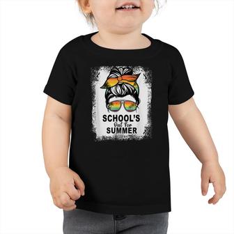 Schools Out For Summer Last Day Of School Teacher Messy Bun Toddler Tshirt - Seseable