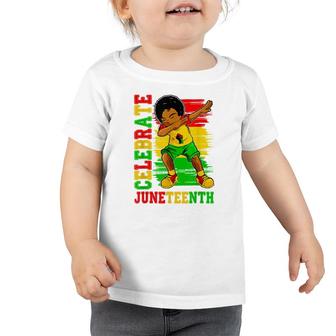 Celebrate Juneteenth 1865 Dabbing Black Boys Kids Freedom Toddler Tshirt - Seseable