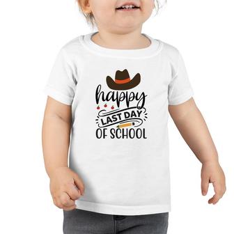Happy Last Day Of School With Black Cowboy Hat Toddler Tshirt - Seseable