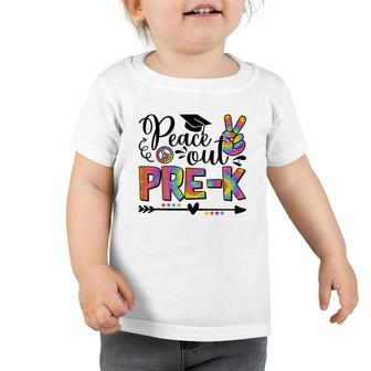 Last Day Of School Peace Out Pre-K Teacher Kids Tie Dye Toddler Tshirt - Seseable