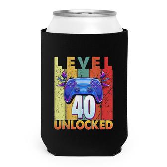 40Th Birthday Trending Vintage Level 40 Unlocked Video Gamer Can Cooler - Seseable