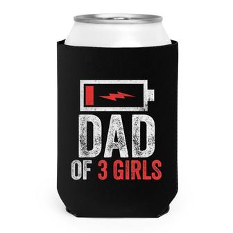Dad Of 3 Girls Gift From Daughter Fathers Day Birthday Can Cooler - Seseable