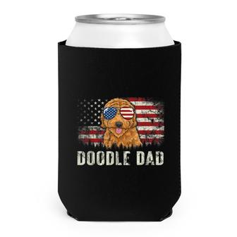 Doodle Dad Goldendoodle American Flag Fathers Day July 4Th Can Cooler - Seseable