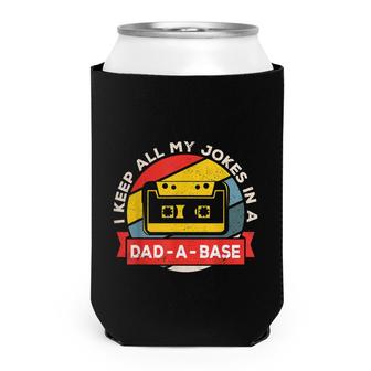 I Keep All My Jokes In A Dad-A-Base Vintage Fathers Day Dad Can Cooler - Seseable