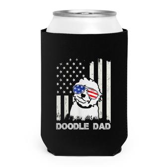 Mens Doodle Dad Us Flag Goldendoodle Dog Dad 4Th Of July Can Cooler - Seseable