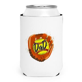 Softball Dad Glove Funny Fathers Day 2022 Cut Softball Dad Can Cooler - Seseable