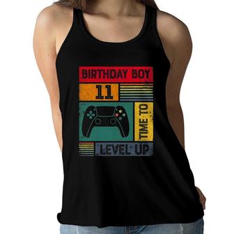 11 Years Old 11 Birthday Boy Time To Level Up Gamer Birthday Women Flowy Tank - Seseable