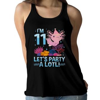 11 Years Old Axolotl Lover 11Th Birthday Gift Boys Girls Women Flowy Tank - Seseable