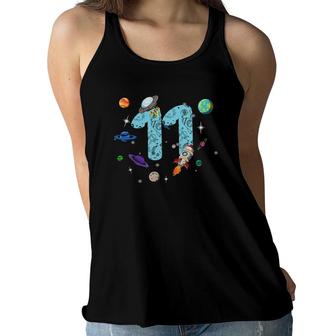 11 Years Old Birthday Boy Gifts Space 11Th Birthday Women Flowy Tank - Seseable