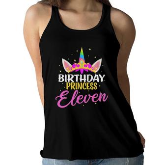 11 Years Old Birthday Princess Girl Diadem Unicorn Birthday Women Flowy Tank - Seseable