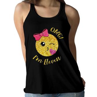 11 Years Old Girl Teen Kiss Face 11Th Birthday Emoticon Women Flowy Tank - Seseable