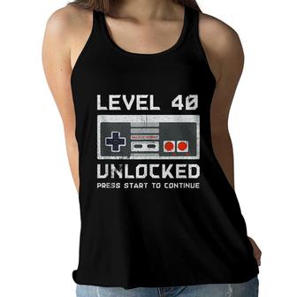 40 Year Old Forty Birthday Gift Level 40 Unlocked Gamer Women Flowy Tank - Seseable