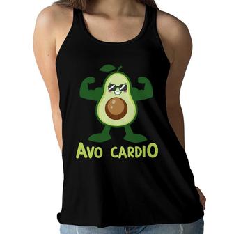 Avo Cardio Avocado Funny Green Smile Gym Women Flowy Tank - Seseable