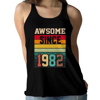 Awesome Since 1982 39Th Birthday 39 Years Old Vintage Women Flowy Tank - Seseable