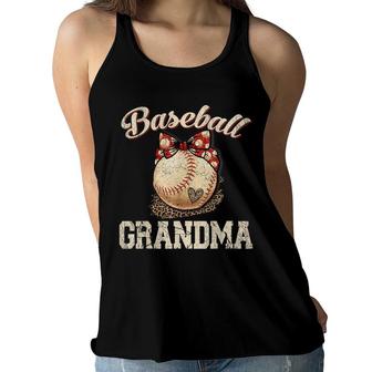 Baseball Grandma Leopard Ball Funny Mothers Day Women Flowy Tank - Seseable