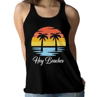 Beach Retro Sunset Summer Enistle Hey Beaches Women Flowy Tank - Seseable