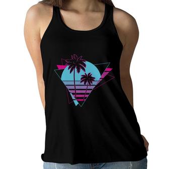 Beach Retro Sunset Vintage Great Retro Gift Women Flowy Tank | Seseable CA