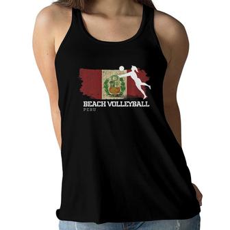 Beach Volleyball Womens Peru Flag Volleyball Girl Women Flowy Tank | Mazezy