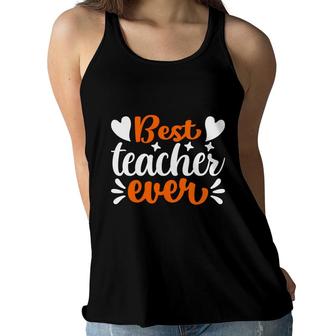 Best Teacher Ever White And Orange Colors Women Flowy Tank - Seseable