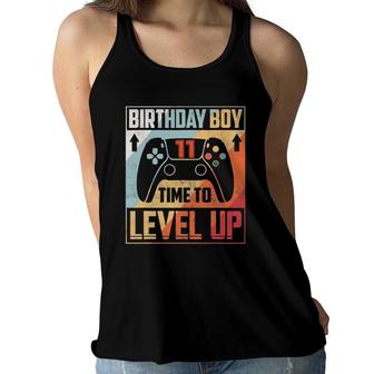 Birthday Boy 11 Time To Level Up Birthday Boy 11 Years Old Women Flowy Tank - Seseable