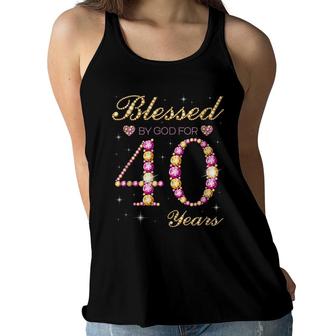 Blessed By God For 40 Years Old 40Th Birthday Party Women Flowy Tank - Seseable