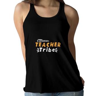 Blessed Teacher Tribe Teacher Orange And White Women Flowy Tank - Seseable