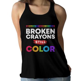 Broken Crayons Still Color Supporter Mental Health Awareness Women Flowy Tank - Seseable