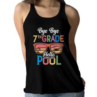 Bye Bye 7Th Grade School Hello Pool Beach Sunset Great Women Flowy Tank - Seseable