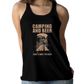 Camping And Beer Thats Why Im Here Funny 2022 Trend Women Flowy Tank - Seseable