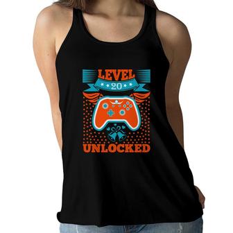 Cheers To Level 20 Unlocked Video Game So 20Th Birthday Since 2002 Women Flowy Tank - Seseable