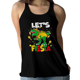 Cinco De Mayo Party Lets Fiesta Maracas Tacosaurus Dinosaur Women Flowy Tank - Seseable