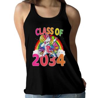 Class Of 2034 Dapping Unicorn Kindergarten Back To School Women Flowy Tank - Seseable