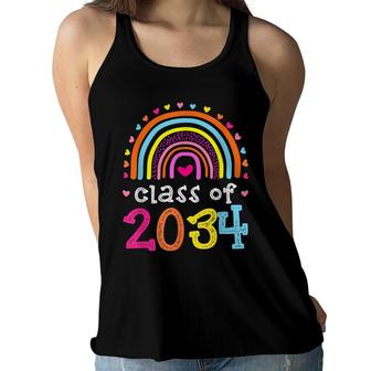 Class Of 2034 Rainbow Pink Graduate Preschool Kindergarten Women Flowy Tank - Seseable