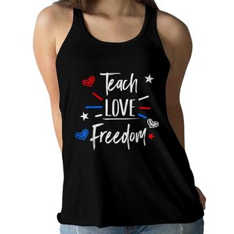 Cool Teacher Red White And Blue Patriotic Funny 4Th Of July Women Flowy Tank - Seseable