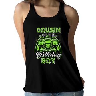Cousin Of The Birthday Boy Matching Video Game Birthday Design Women Flowy Tank - Seseable
