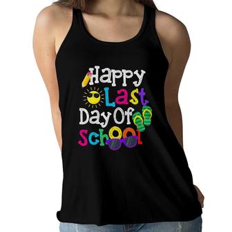 Cute Gift Teacher Boys Girls Kids Happy Last Day Of School Women Flowy Tank