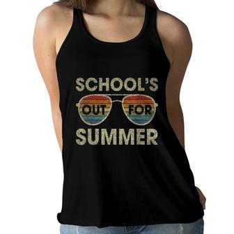Cute Retro Last Day Of School Schools Out For Summer Teacher Women Flowy Tank - Seseable