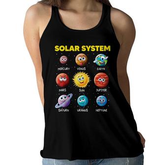 Cute Solar System Funny Planet Faces Space Science Boy Girl Women Flowy Tank - Seseable