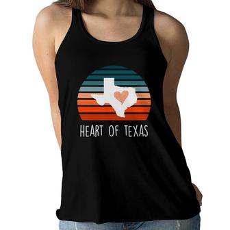 Cute Texas Girl Gift Heart Of Texas I Love Tx Womens Women Flowy Tank - Seseable