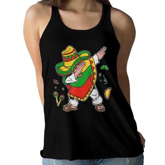 Dabbing Mexican Poncho Cinco De Mayo Boys Men Sombrero Dab Women Flowy Tank - Seseable