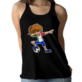 Dabbing Soccer Girl Italy Italian Flag Jersey Women Flowy Tank - Seseable