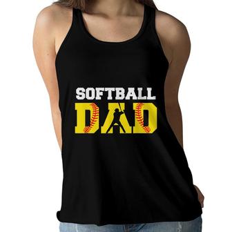 Dad Softball Yellow Softball Dad Fathers Gift Women Flowy Tank - Seseable