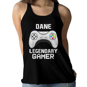 Dane Legendary Gamer Personalized Video Gaming Name Women Flowy Tank - Seseable