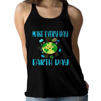 Earth Day 2022 Make Every Day Earth Day Teacher Kids Funny Women Flowy Tank - Seseable