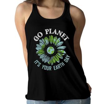 Earth Day Planet Anniversary Earth Day Sunflower Everyday Women Flowy Tank - Seseable
