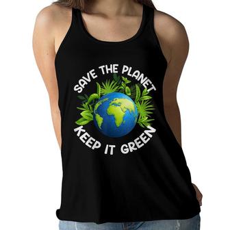 Earth Day Save The Planet Keep It Green Happy Mother Earth Women Flowy Tank - Seseable